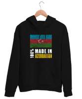 Azerbaycan,Azerbaijan,Azerbaycan Bayrağı,Azerbaycan logosu. Siyah Unisex Kapşonlu Sweatshirt - Thumbnail