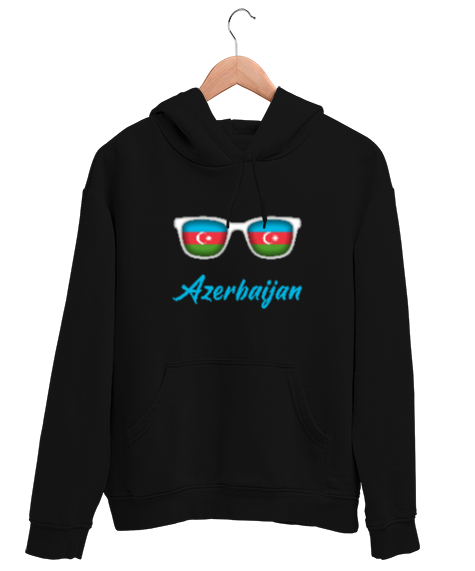 Tisho - Azerbaycan,Azerbaijan,Azerbaycan Bayrağı,Azerbaycan logosu. Siyah Unisex Kapşonlu Sweatshirt