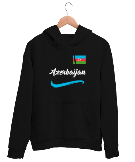 Tisho - Azerbaycan,Azerbaijan,Azerbaycan Bayrağı,Azerbaycan logosu. Siyah Unisex Kapşonlu Sweatshirt