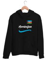 Azerbaycan,Azerbaijan,Azerbaycan Bayrağı,Azerbaycan logosu. Siyah Unisex Kapşonlu Sweatshirt - Thumbnail