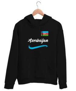 Azerbaycan,Azerbaijan,Azerbaycan Bayrağı,Azerbaycan logosu. Siyah Unisex Kapşonlu Sweatshirt