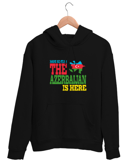 Tisho - Azerbaycan,Azerbaijan,Azerbaycan Bayrağı,Azerbaycan logosu. Siyah Unisex Kapşonlu Sweatshirt