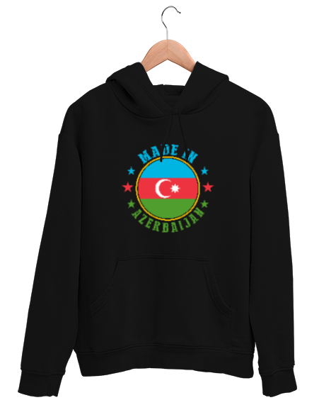 Tisho - Azerbaycan,Azerbaijan,Azerbaycan Bayrağı,Azerbaycan logosu. Siyah Unisex Kapşonlu Sweatshirt