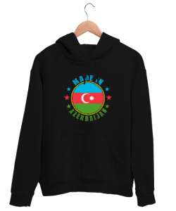 Azerbaycan,Azerbaijan,Azerbaycan Bayrağı,Azerbaycan logosu. Siyah Unisex Kapşonlu Sweatshirt