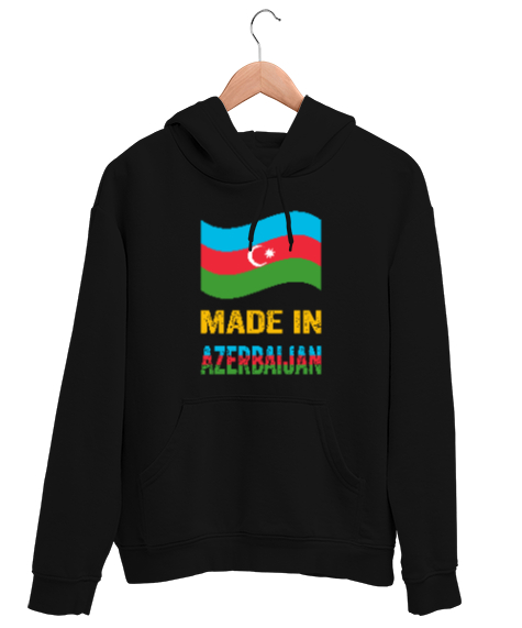 Tisho - Azerbaycan,Azerbaijan,Azerbaycan Bayrağı,Azerbaycan logosu. Siyah Unisex Kapşonlu Sweatshirt