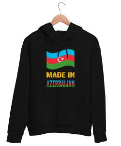 Azerbaycan,Azerbaijan,Azerbaycan Bayrağı,Azerbaycan logosu. Siyah Unisex Kapşonlu Sweatshirt