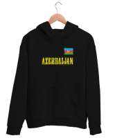 Azerbaycan,Azerbaijan,Azerbaycan Bayrağı,Azerbaycan logosu. Siyah Unisex Kapşonlu Sweatshirt - Thumbnail