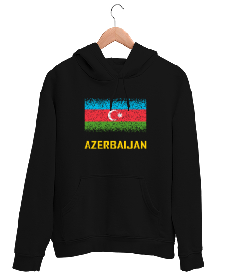 Tisho - Azerbaycan,Azerbaijan,Azerbaycan Bayrağı,Azerbaycan logosu. Siyah Unisex Kapşonlu Sweatshirt