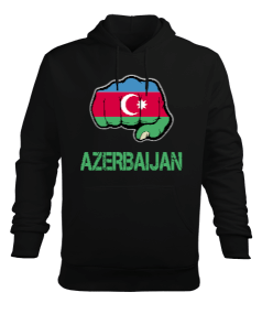 Azerbaycan,Azerbaycan ve Türkiye,Azerbaycan Bayrağı,Türkiye Bayrağı. Erkek Kapüşonlu Hoodie Sweatshirt