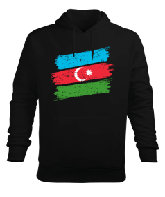 Azerbaycan,Azerbaycan ve Türkiye,Azerbaycan Bayrağı,Türkiye Bayrağı. Erkek Kapüşonlu Hoodie Sweatshirt