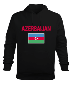 Azerbaycan,Azerbaycan ve Türkiye,Azerbaycan Bayrağı,Türkiye Bayrağı. Erkek Kapüşonlu Hoodie Sweatshirt