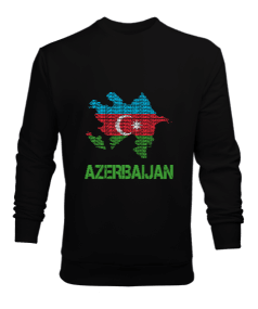 Azerbaycan,Azerbaycan ve Türkiye,Azerbaycan Bayrağı,Türkiye Bayrağı. Erkek Sweatshirt