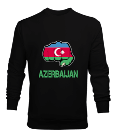 Azerbaycan,Azerbaycan ve Türkiye,Azerbaycan Bayrağı,Türkiye Bayrağı. Erkek Sweatshirt