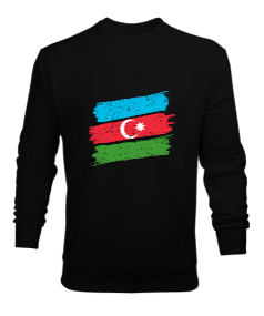 Azerbaycan,Azerbaycan ve Türkiye,Azerbaycan Bayrağı,Türkiye Bayrağı. Erkek Sweatshirt