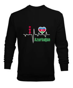 Azerbaycan,Azerbaycan ve Türkiye,Azerbaycan Bayrağı,Türkiye Bayrağı. Erkek Sweatshirt