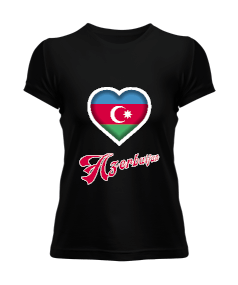 Azerbaycan,Azerbaycan ve Türkiye,Azerbaycan Bayrağı,Türkiye Bayrağı. Kadın Tişört