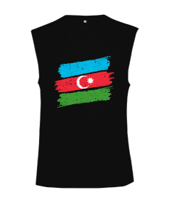 Azerbaycan,Azerbaycan ve Türkiye,Azerbaycan Bayrağı,Türkiye Bayrağı. Kesik Kol Unisex Tişört