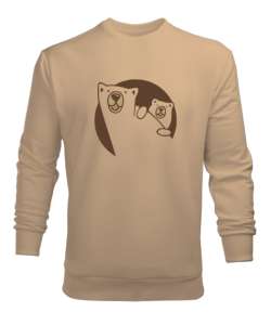 Baba Ayı ve Yavrusu Camel Erkek Sweatshirt