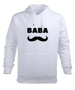 Baba - Babalar gününe özel Beyaz Erkek Kapüşonlu Hoodie Sweatshirt