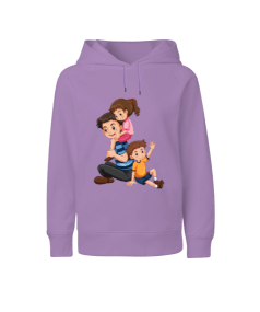 Baba ve çocuklar baskılı kız Çocuk Unisex Hoodie Kapüşonlu