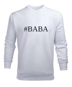 Baba Yazılı Beyaz Erkek Sweatshirt