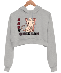 BABY CHEETAH Kadın Crop Hoodie Kapüşonlu Sweatshirt