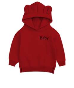 Baby Kırmızı Unisex Çocuk Ayı Hoodie Kapşonlu