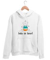 Baby On Board - Bebek Ruhlu Beyaz Unisex Kapşonlu Sweatshirt - Thumbnail