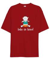 Baby On Board - Bebek Ruhlu Kırmızı Oversize Unisex Tişört - Thumbnail