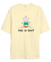 Baby On Board - Bebek Ruhlu Krem Oversize Unisex Tişört - Thumbnail