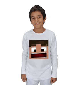 Bağıran Minecraft Çocuk Uzun Kol Çocuk Unisex Uzunkollu