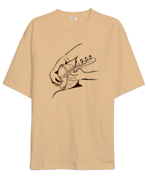 Tisho - Bağlama Çalma- Saz - Enstrüman Camel Oversize Unisex Tişört