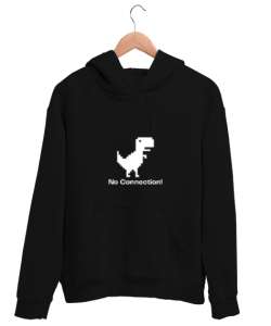 Bağlantı Yok Siyah Unisex Kapşonlu Sweatshirt