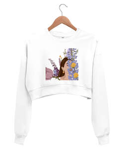 BAHAR ESİNTİSİ Beyaz Kadın Crop Sweatshirt