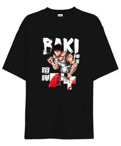 BAKI HANMA ANIME - Baki Hanma Retro 90s Baskılı Siyah Oversize Unisex Tişört