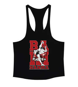 Baki Hanma the Grappler Anime Manga Classic Baskılı Siyah Erkek Tank Top Atlet