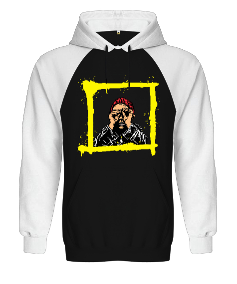 Bakış - Grafitti Siyah/Beyaz Orjinal Reglan Hoodie Unisex Sweatshirt