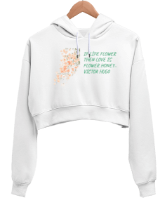 BAL VE ÇİÇEK Kadın Crop Hoodie Kapüşonlu Sweatshirt