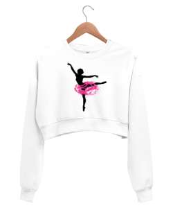 Balerin - Ballerina - Bale - Ballet - Tutu Beyaz Kadın Crop Sweatshirt