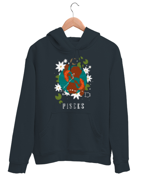 Tisho - BALIK BURCU Füme Unisex Kapşonlu Sweatshirt