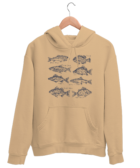 Tisho - Balık Çizimleri - Balıklar - Fishs Camel Unisex Kapşonlu Sweatshirt