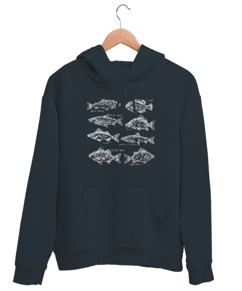 Tisho - Balık Çizimleri - Balıklar - Fishs Füme Unisex Kapşonlu Sweatshirt