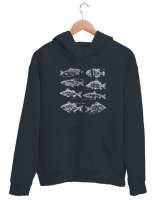 Balık Çizimleri - Balıklar - Fishs Füme Unisex Kapşonlu Sweatshirt - Thumbnail