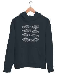 Balık Çizimleri - Balıklar - Fishs Füme Unisex Kapşonlu Sweatshirt