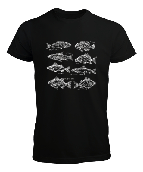Tisho - Balık Çizimleri - Balıklar - Fishs Siyah Erkek Tişört