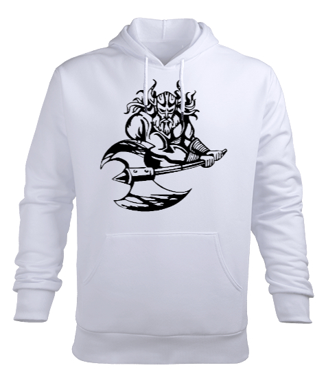 Baltalı Viking - Savaşçı Beyaz Erkek Kapüşonlu Hoodie Sweatshirt