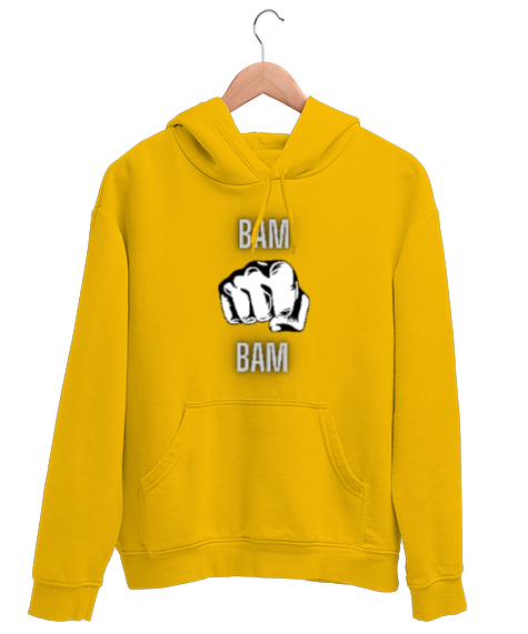 Tisho - BAM BAM Sarı Unisex Kapşonlu Sweatshirt