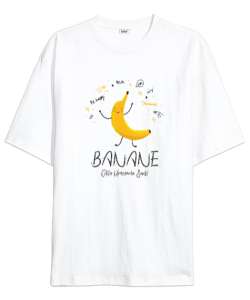 Banane - Banana - Bana Ne Komik V2 Beyaz Oversize Unisex Tişört