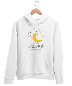 Banane - Banana - Bana Ne Komik V2 Beyaz Unisex Kapşonlu Sweatshirt