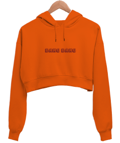 bangbang turuncu Kadın Crop Hoodie Kapüşonlu Sweatshirt